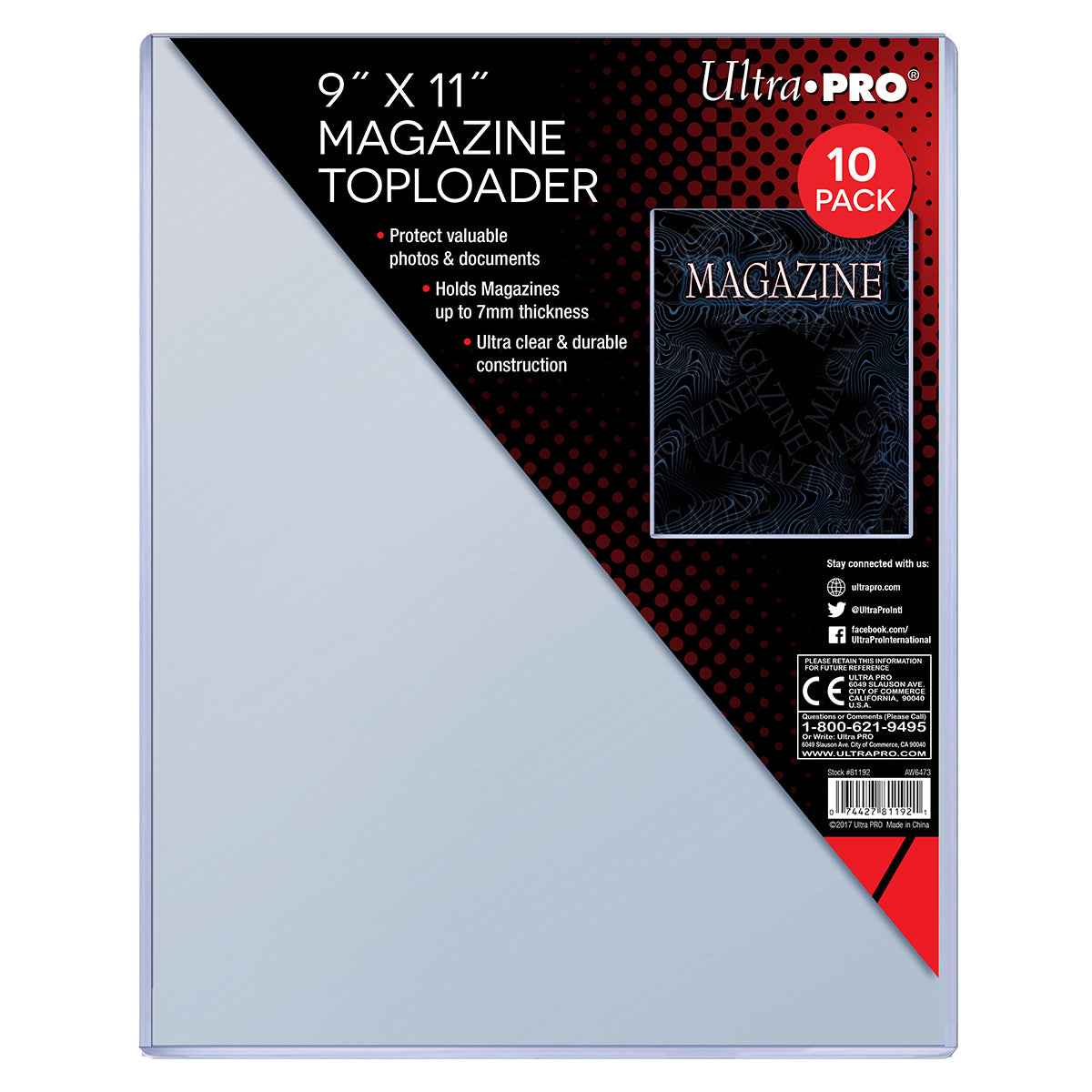 Ultra Pro 9" X 11" Thick Magazine Toploader (10ct) - BigBoi Cards