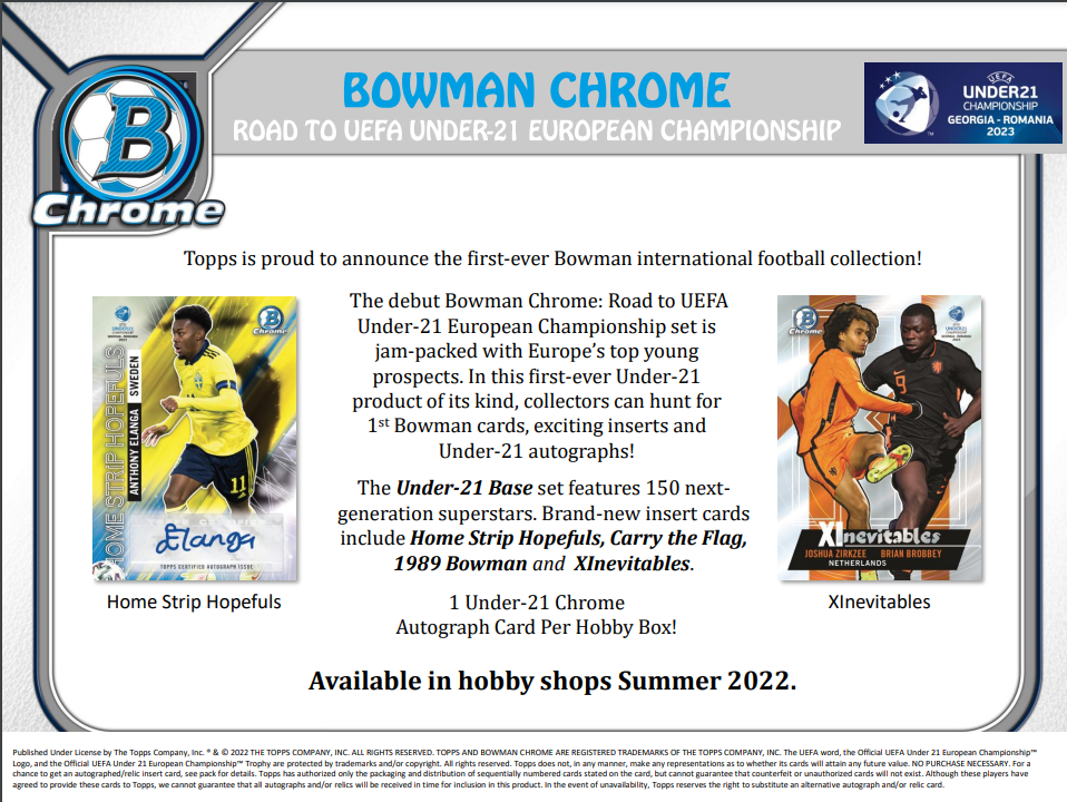 2022 Bowman Chrome Road To UEFA U21 Euros Hobby Box (Pre-Order) - Miraj Trading