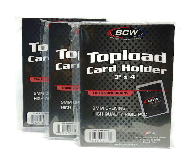 BCW 3" x 4"  360pt Thick Toploader Card Holder (Lot of 3) - BigBoi Cards