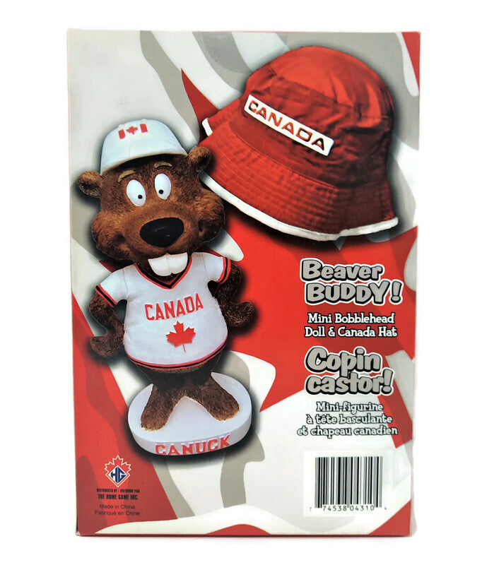 Canada Canuck Beaver Buddy Mini Bobblehead Doll & Canada Hat Set - Miraj Trading