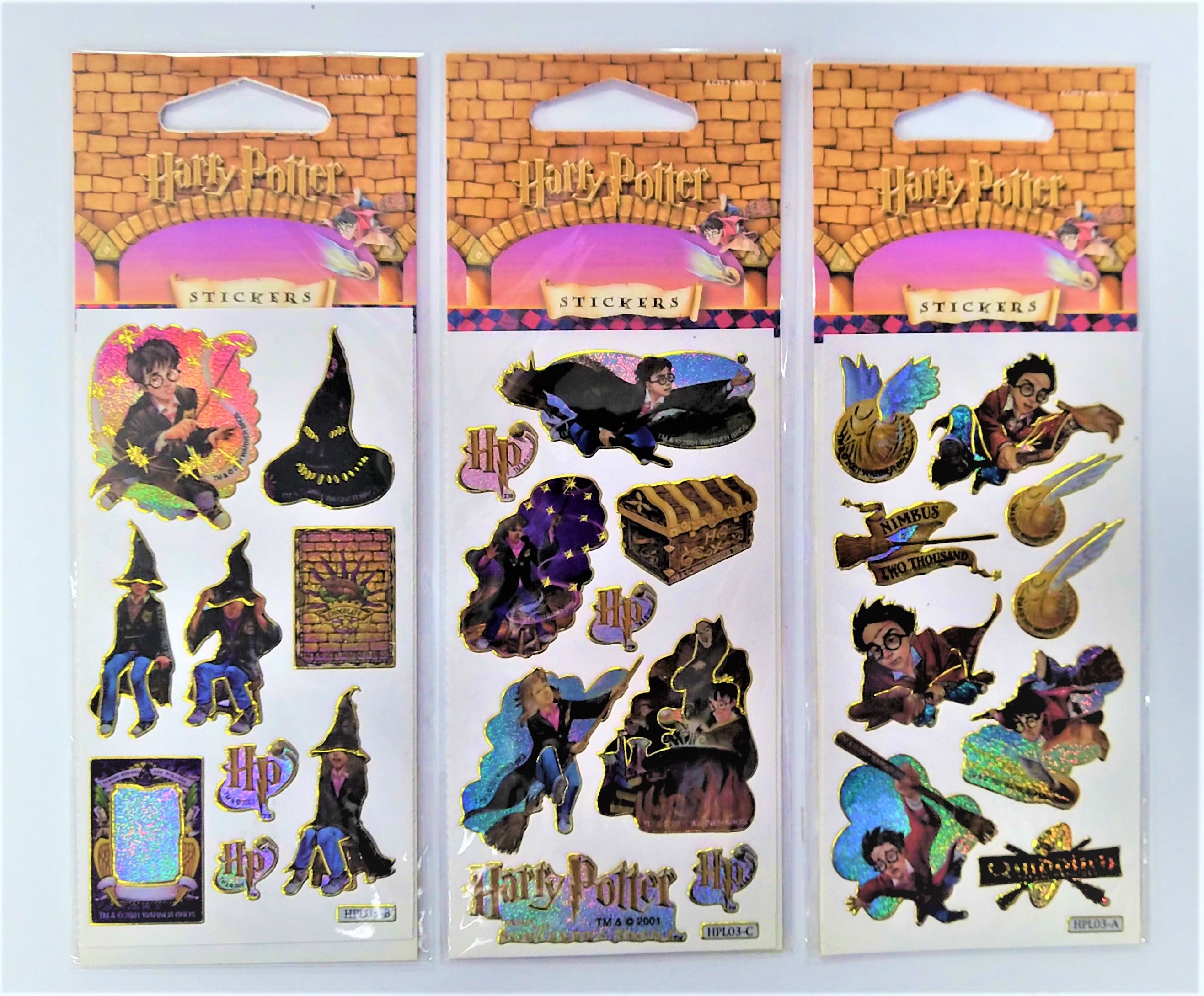 2001 Warner Bros Harry Potter Stickers (Set of 3) - Miraj Trading