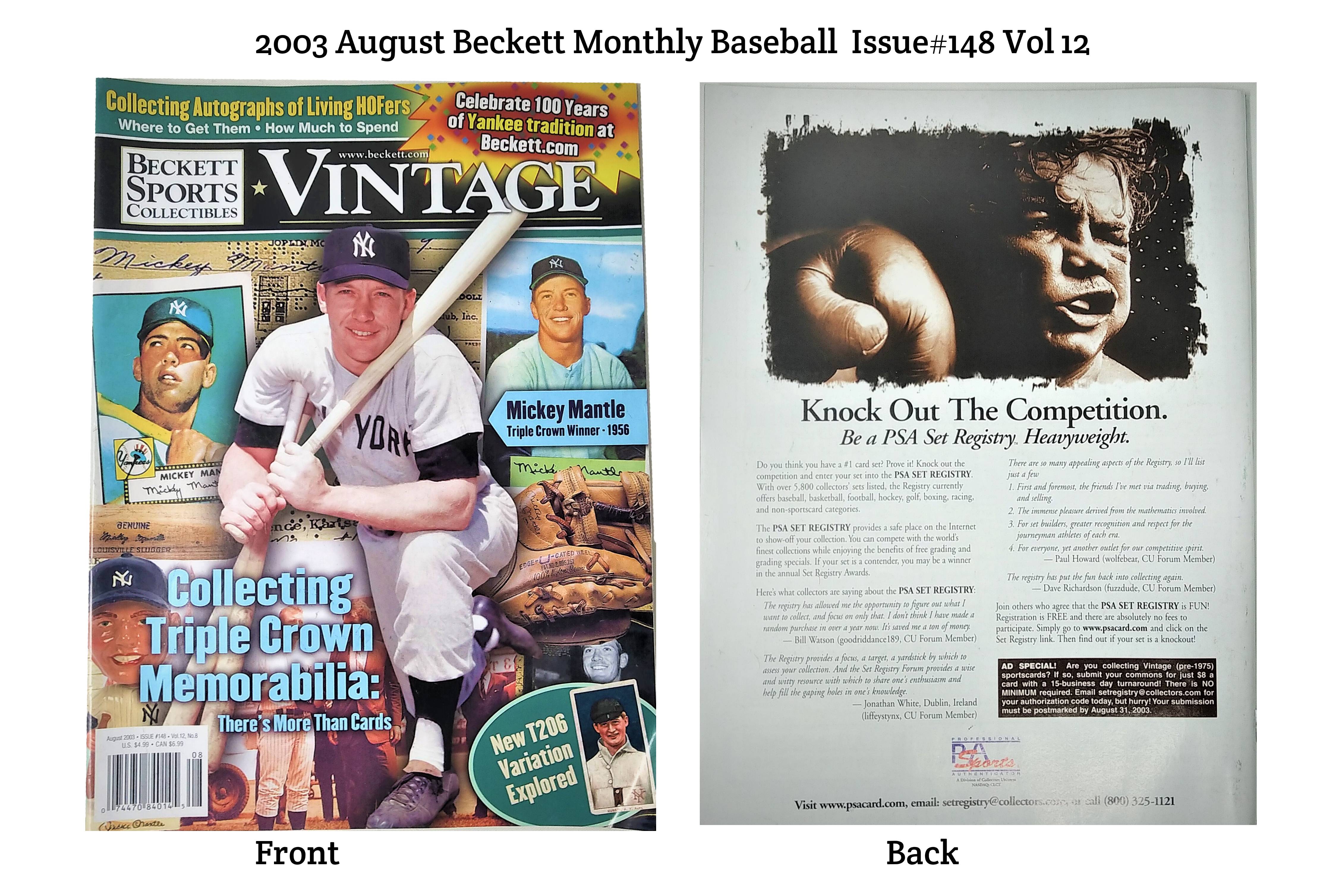 2003 July & August Beckett Monthly Baseball Vol 12 - Issue#147 & #148 - Miraj Trading