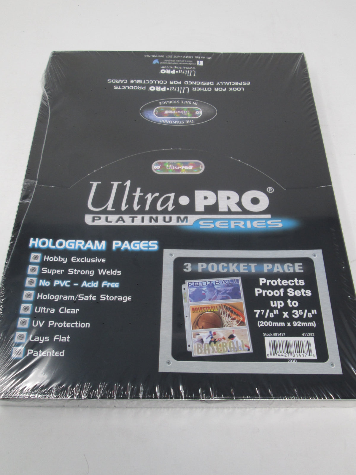 Ultra Pro 3-Pocket Platinum Page with 7-7/8