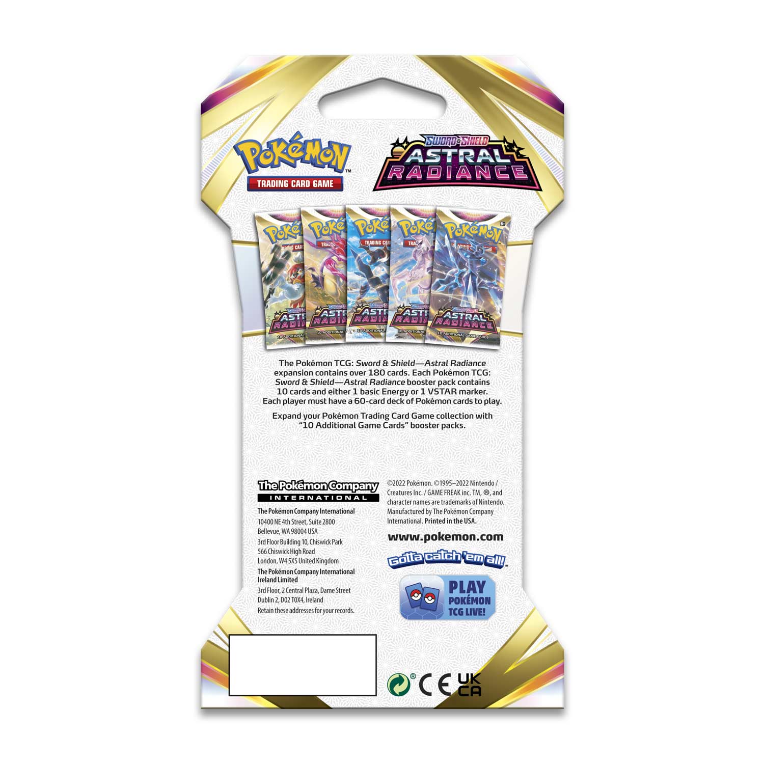 Pokemon Sword & Shield Astral Radiance Sleeved Booster Pack (24 packs a lot) (Pre-Order) - Miraj Trading