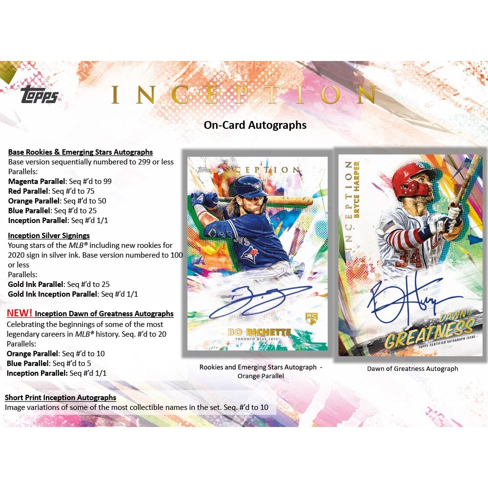 Topps Inception Background 2020 Topps Inception Baseball Hobby Box