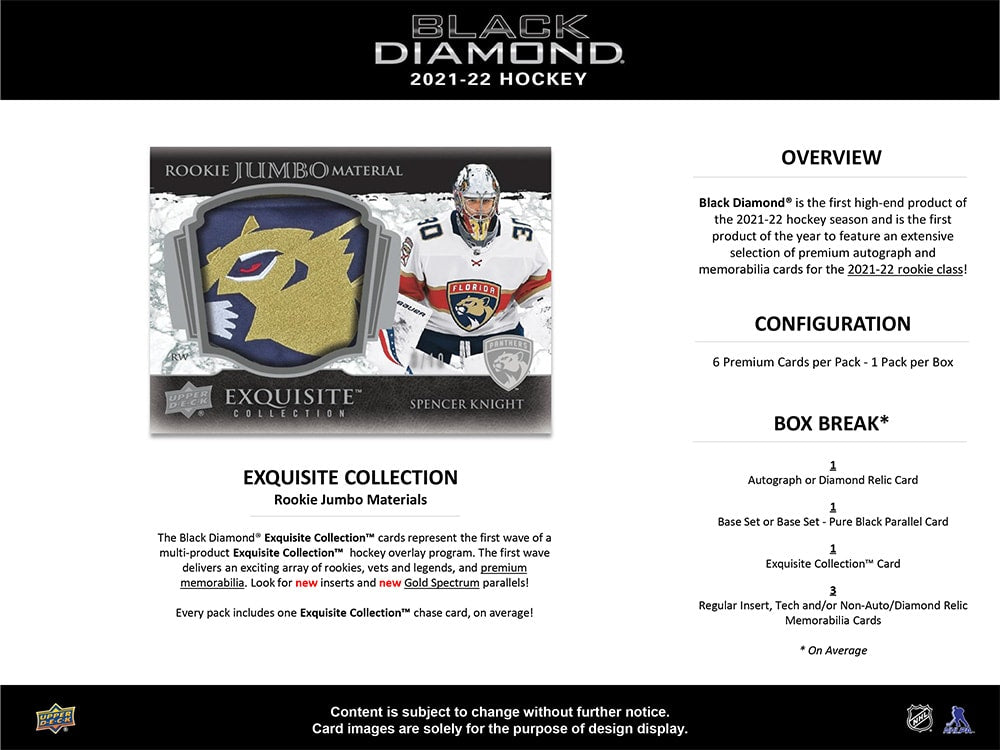2021-22 Upper Deck Black Diamond Hockey Hobby Case ( Master Case of 10 Boxes )(Pre-order) - Miraj Trading