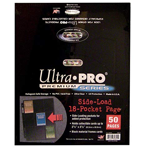 Ultra Pro 18-Pocket Platinum Side Load Page with Black Background - BigBoi Cards