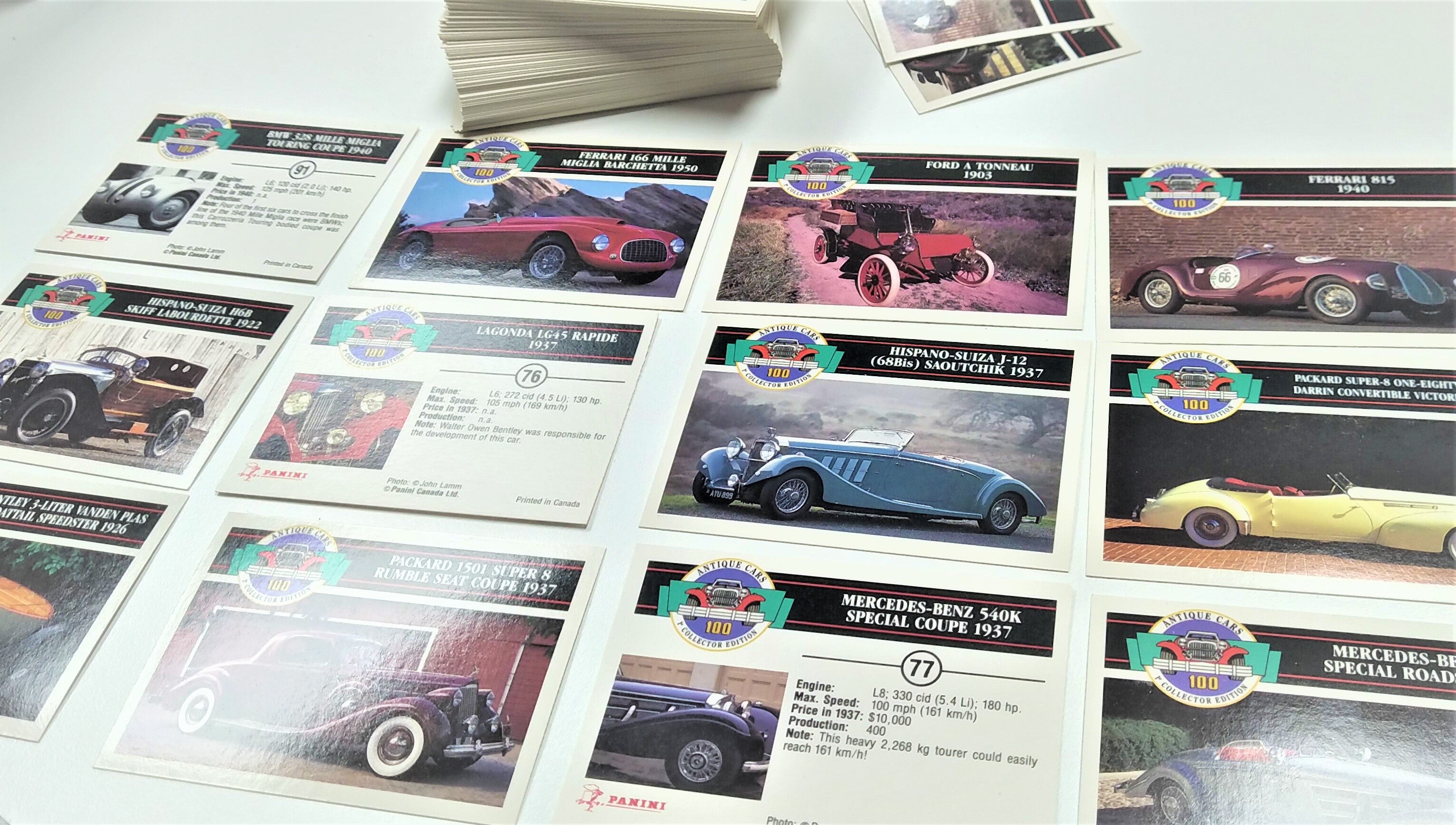 Panini Antique Cars 1st Collector Edition Complete 100 Card Set - Miraj Trading