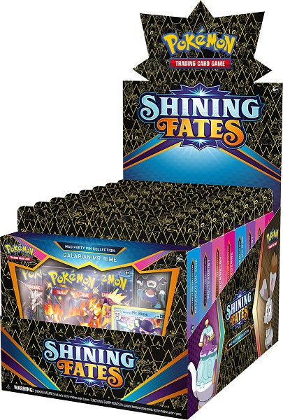 Pokemon Shining Fates Mad Party Pin Collection Display Box (Bunnelby, Dedenne, Galarian Mr. Rime, & Polteageist) - Miraj Trading