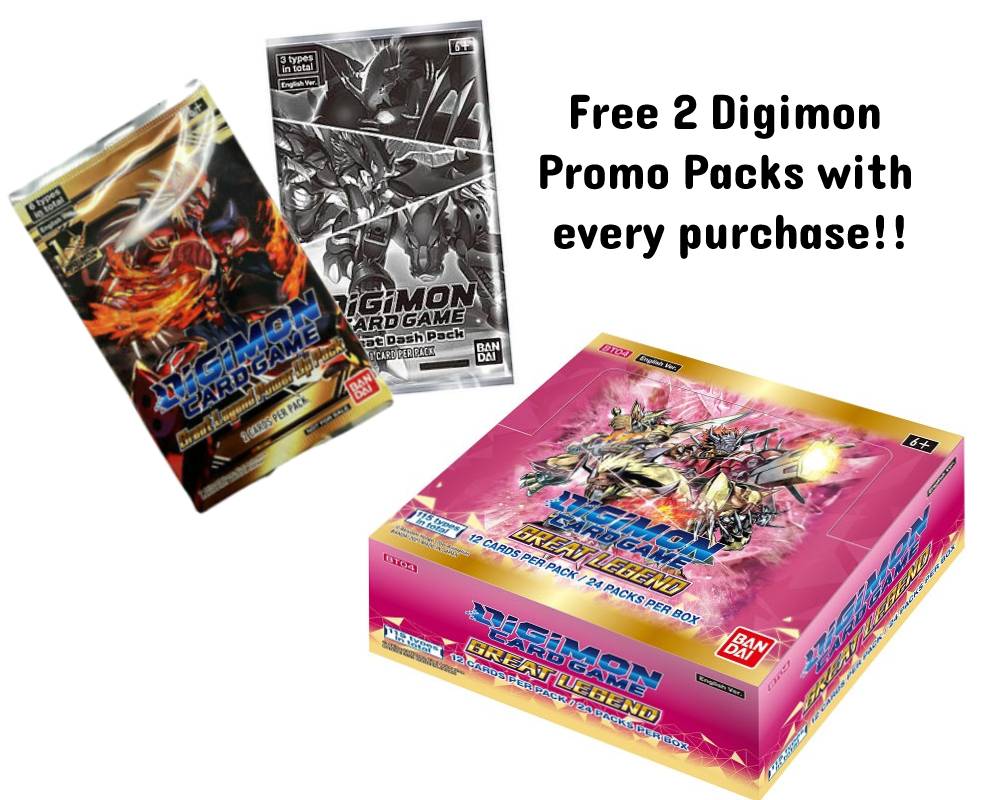 Digimon Card Game Great Legend Booster Box + Free 2 Digimon Promo Packs - Miraj Trading