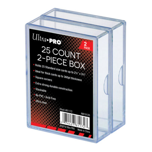 Ultra Pro 2-Piece 25 Count Clear Card Storage Box (Lot of 5) - Miraj Trading