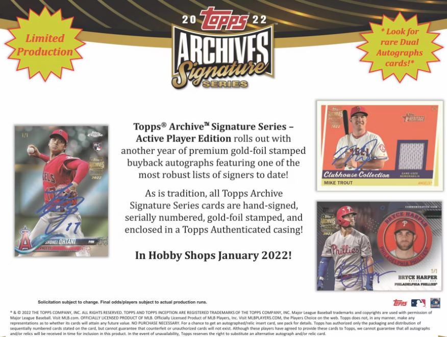2022 Topps Archives Signature Series Baseball Hobby Box - Miraj Trading